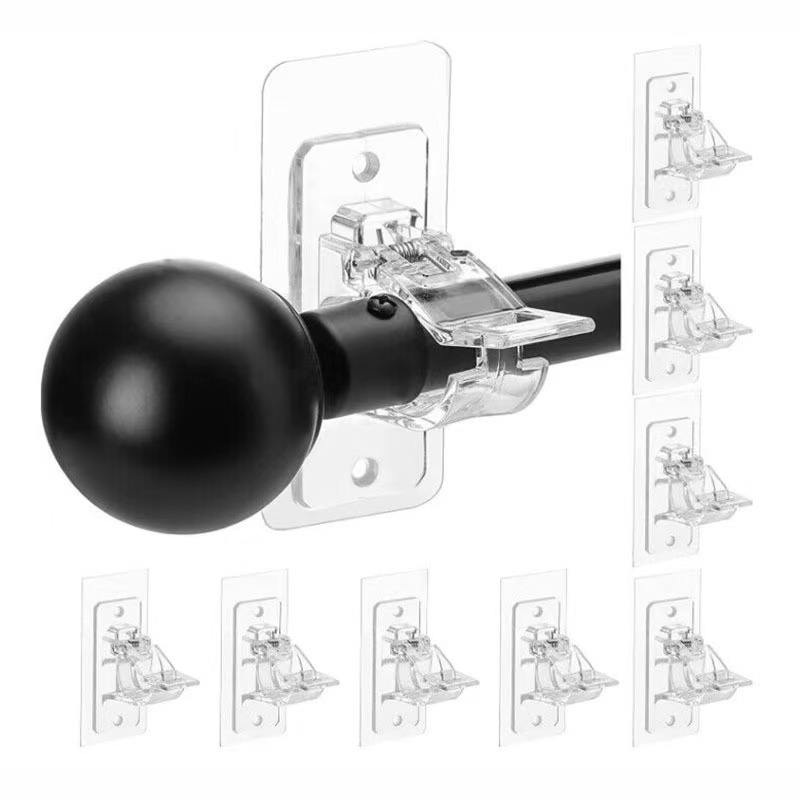 Adjustable Plastic Nail-Free Curtain Rod Clip (Pair)