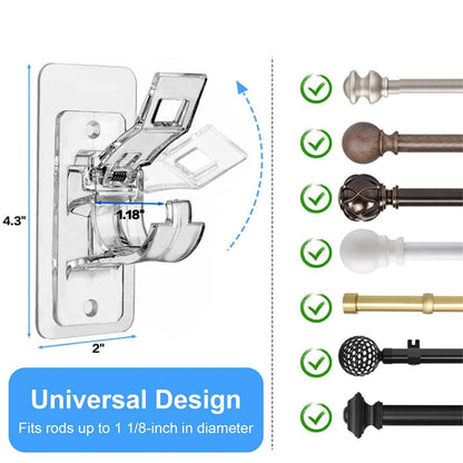 Adjustable Plastic Nail-Free Curtain Rod Clip (Pair)