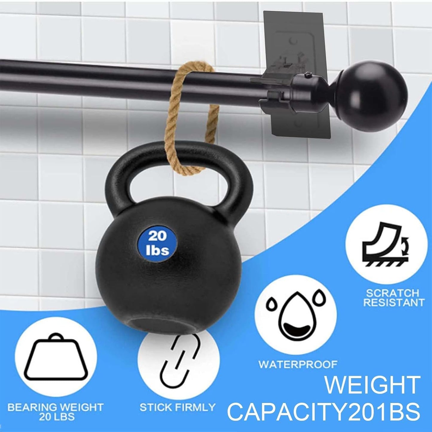 Adjustable Plastic Nail-Free Curtain Rod Clip (Pair)