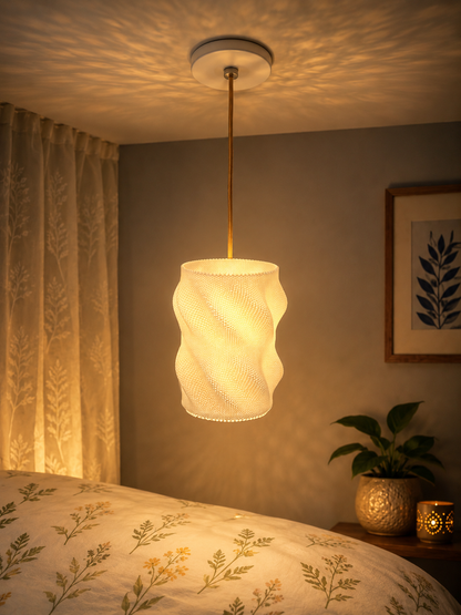 Modern Golw 3D Textured Ceiling Hanging Pendant Night Lamp with Warm LED Light – Elegant Home & Bedroom Decorative Lamp