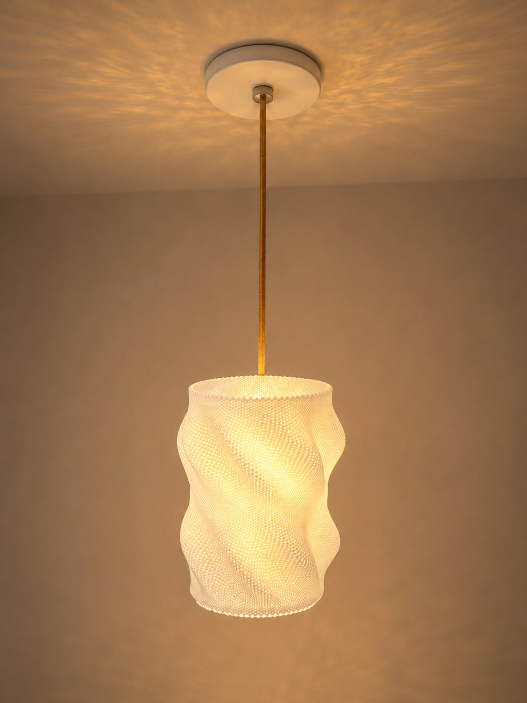 Modern Golw 3D Textured Ceiling Hanging Pendant Night Lamp with Warm LED Light – Elegant Home & Bedroom Decorative Lamp
